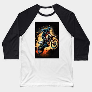 Dirt Bike With Paint Orange Splash Design Baseball T-Shirt